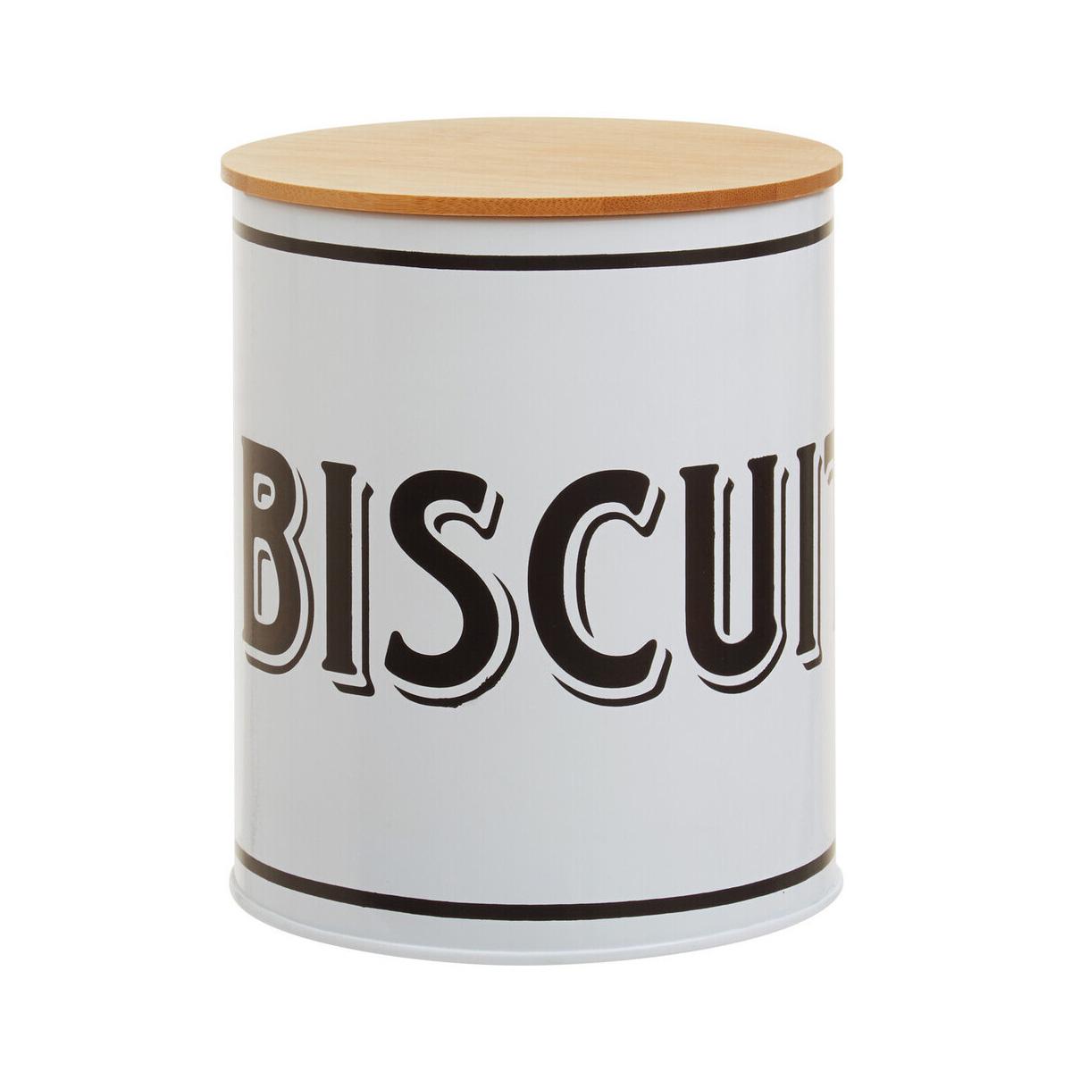 Grocer White Metal Biscuit Canister