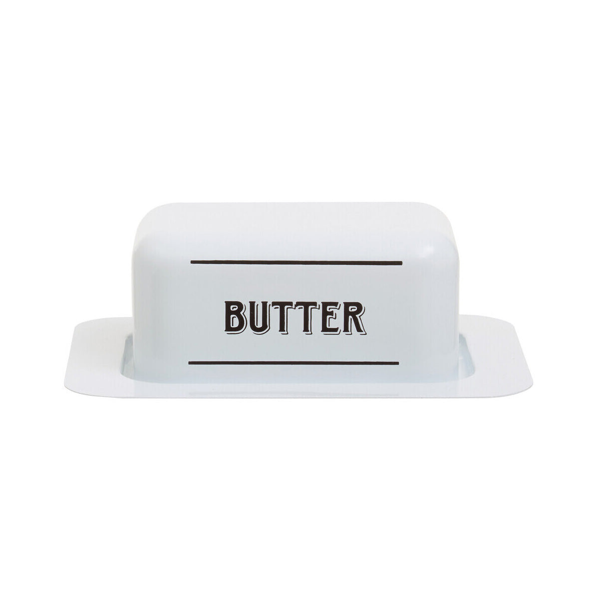 Grocer White Metal Butter Dish