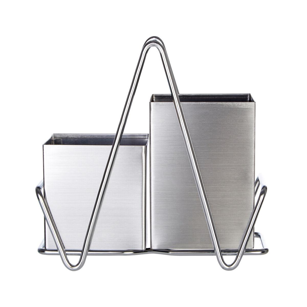 Stainless Steel 2 Compartment Silver Cutlery Caddy