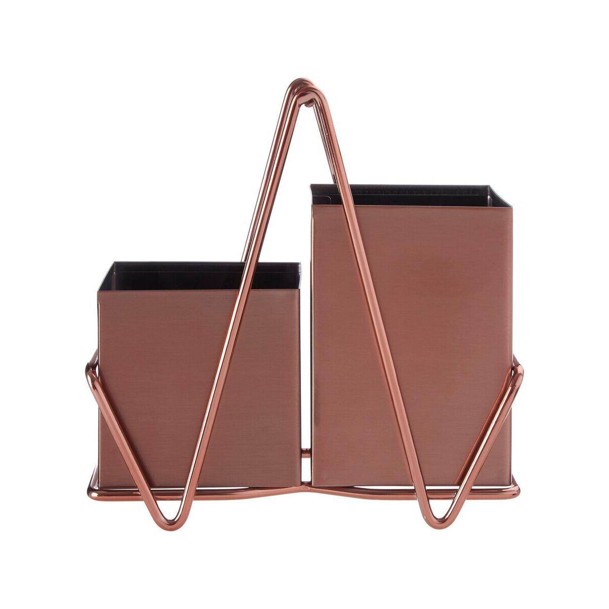 2 Compartment Rose Gold Cutlery Caddy