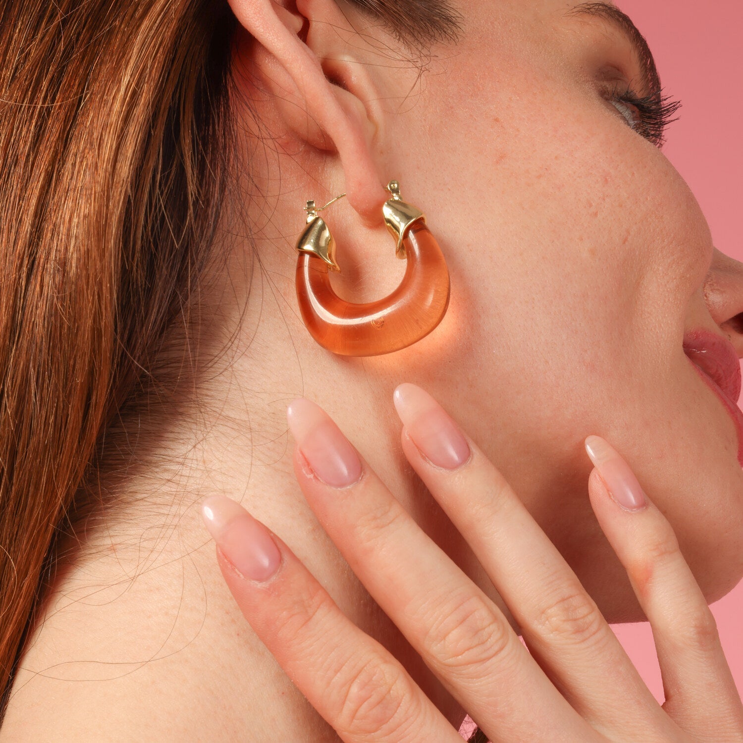 Topaz Resin and Gold Hoop Earrings