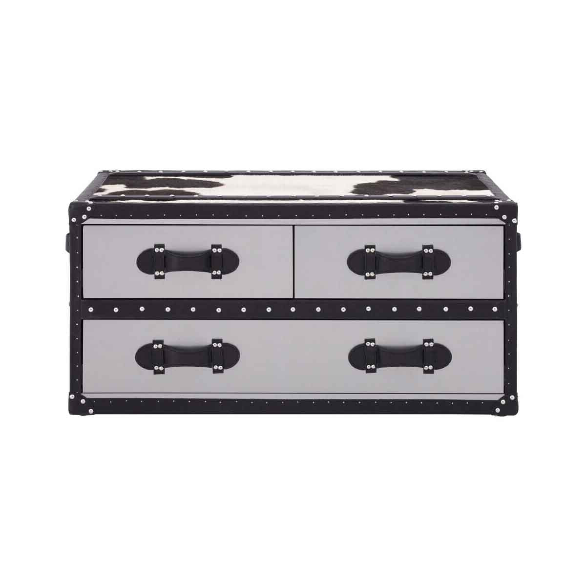 Kensington Townhouse Black And White Genuine Cowhide Coffee Table