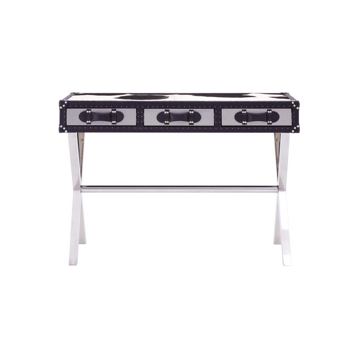 Kensington Townhouse Black And White Genuine Cowhide Console Table