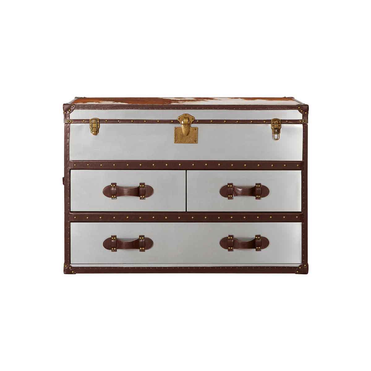 Kensington Townhouse Brown And White Cowhide Cabinet
