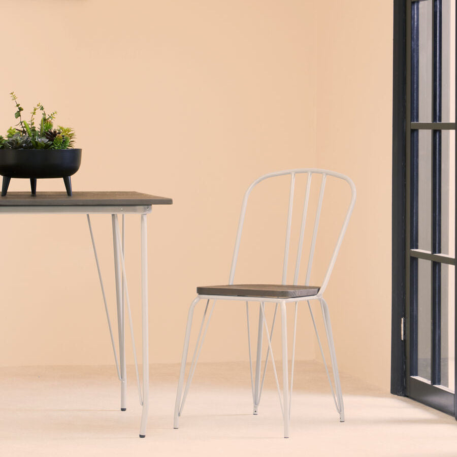 District Grey Metal Frame And Elm Wood Chair