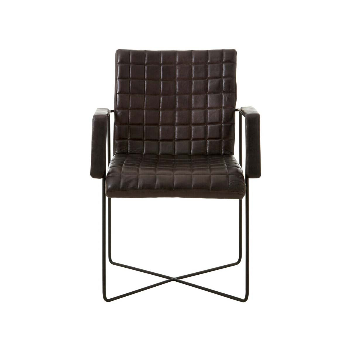 Buffalo Black Leather Weave Chair