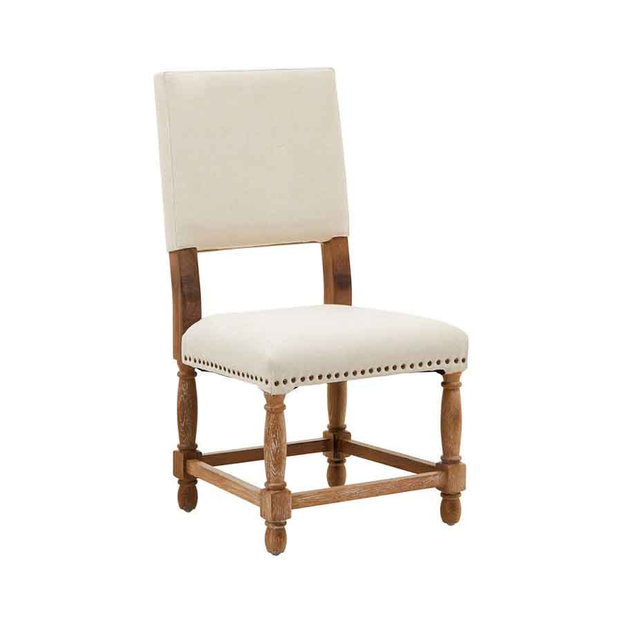 Lyon Oak Burn Whitewash Linen Dining Chair