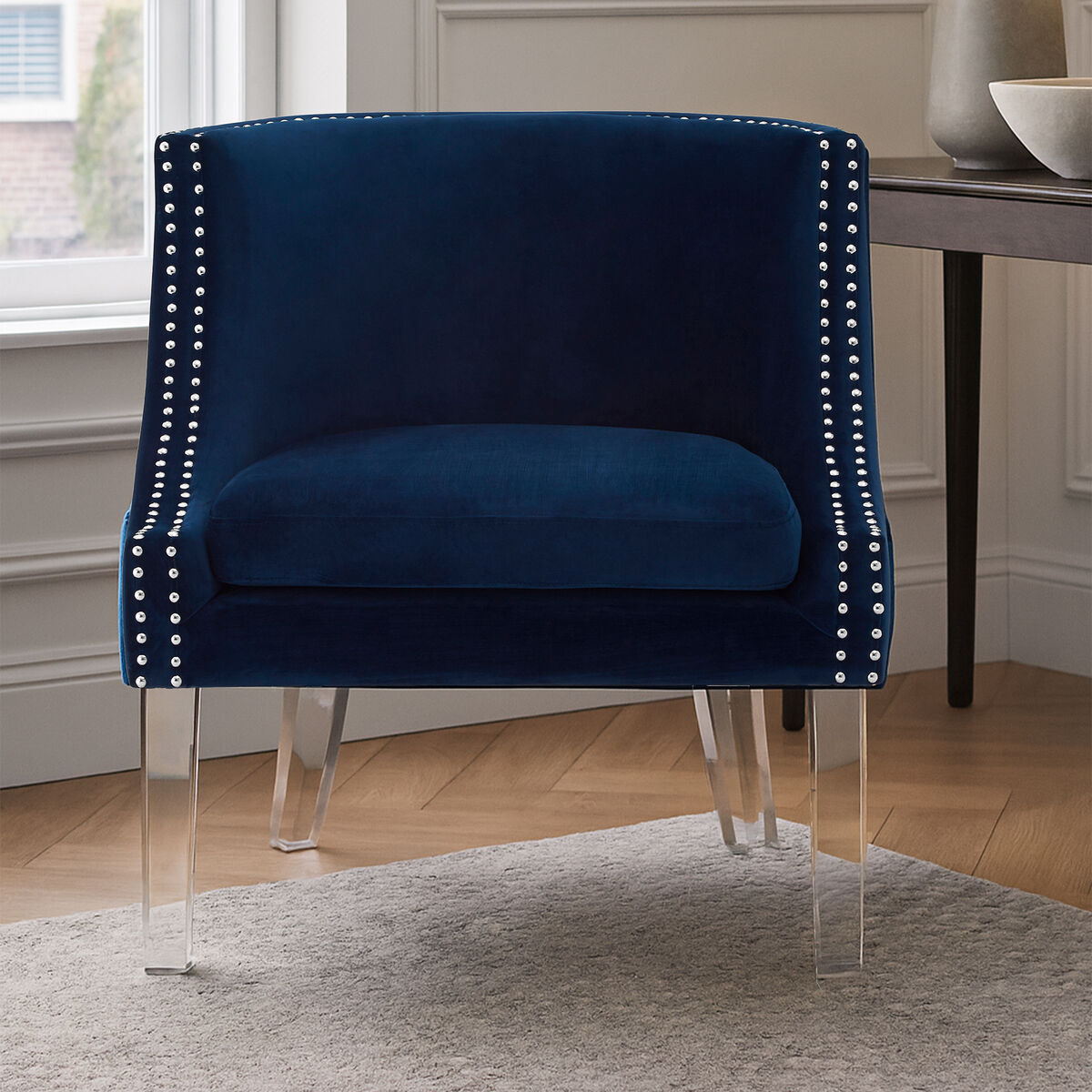 Clarence Blue Curved Chair