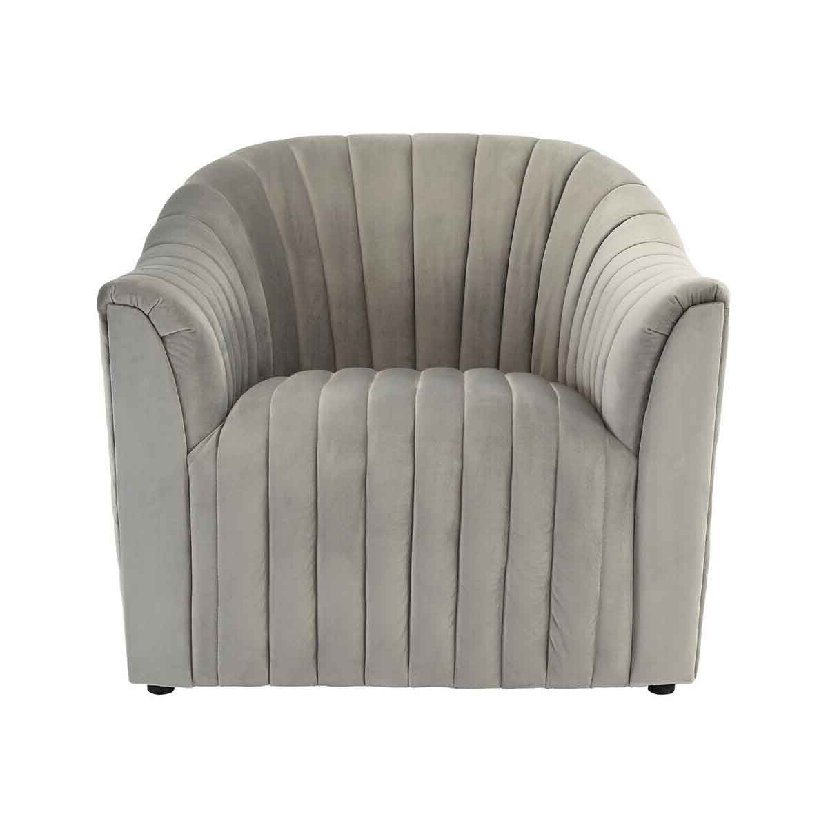 Opel Grey Velvet Armchair
