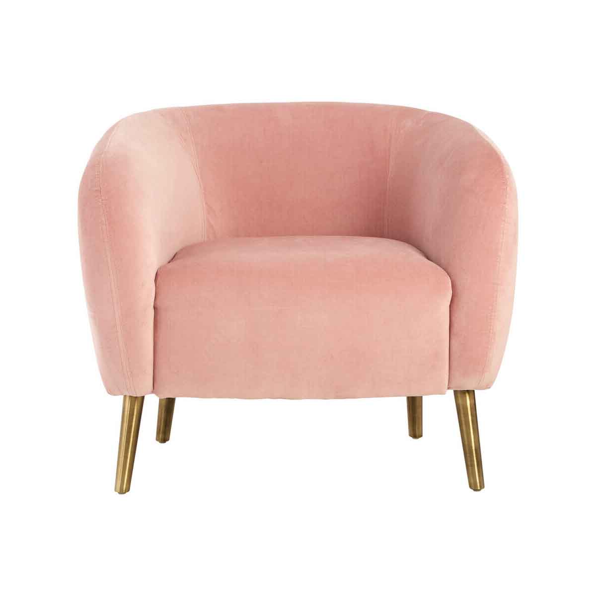 Louxor Pink Velvet Round Armchair