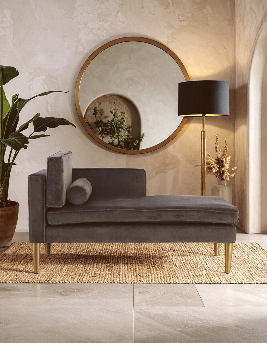 Louxor Grey Velvet Left Hand Chaise Longue