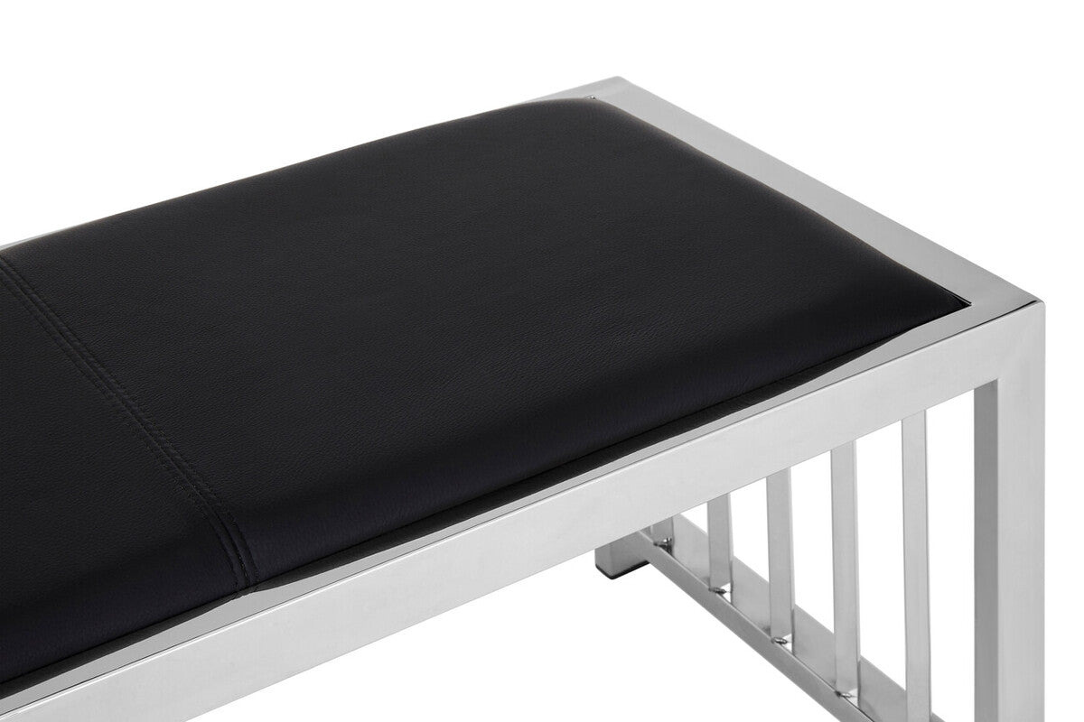 Novara Black Leather Bench