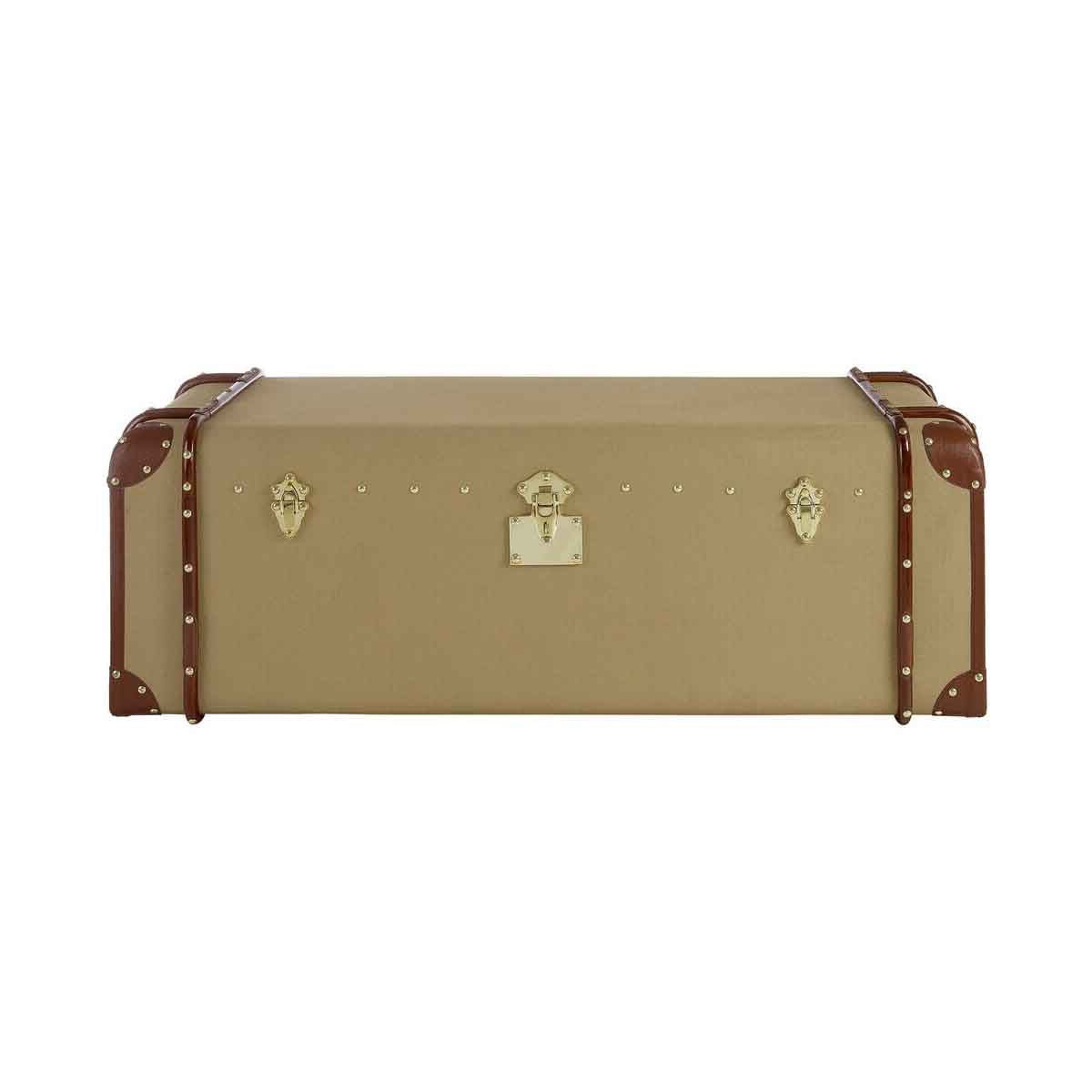 Columbus Leather Trim Canvas Coffee Table