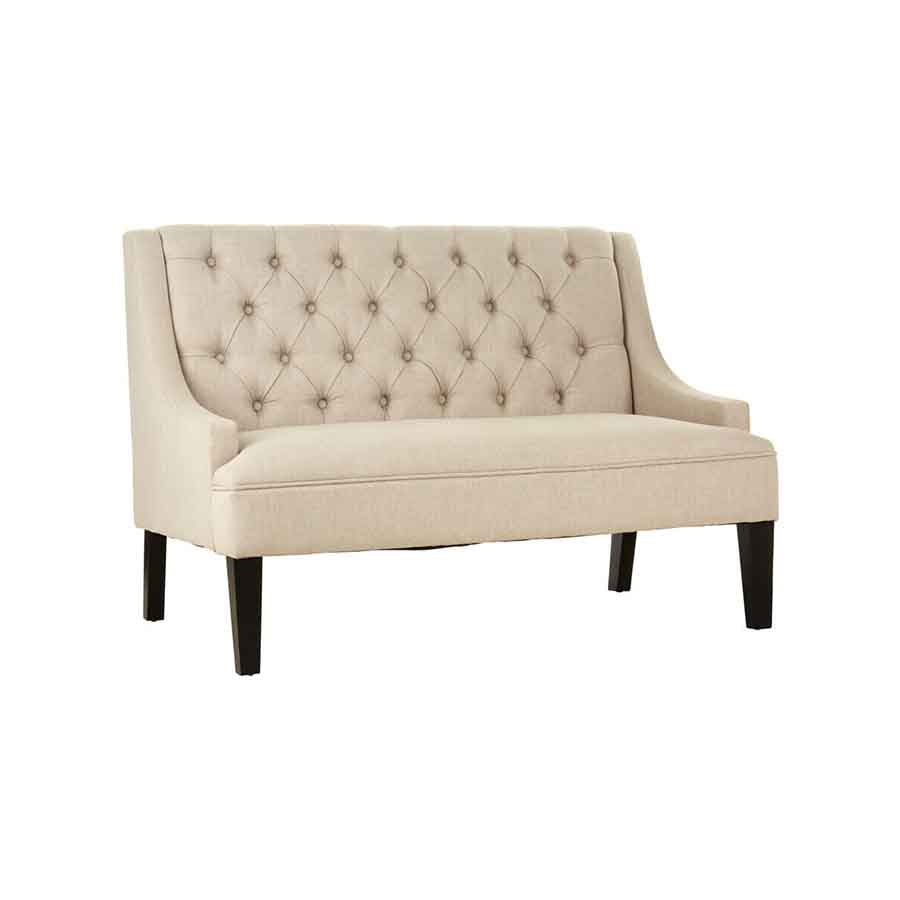 Doucet High Back Natural Linen Bench