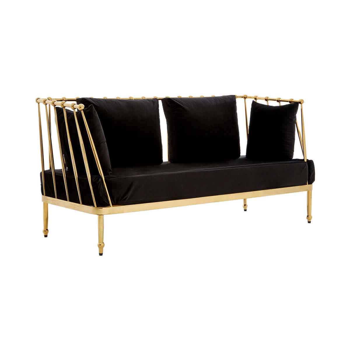 Novo 2 Seat Gold Finish Tapered Arms Sofa