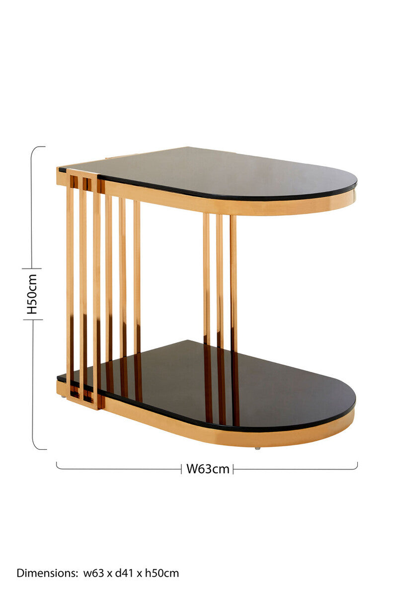 Novo Rose Gold U Shaped Side Table