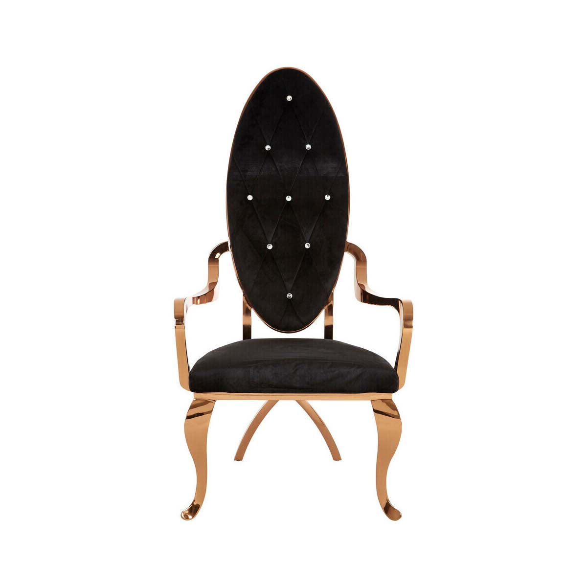 Novara Black Velvet And Rose Gold Baroque Chair