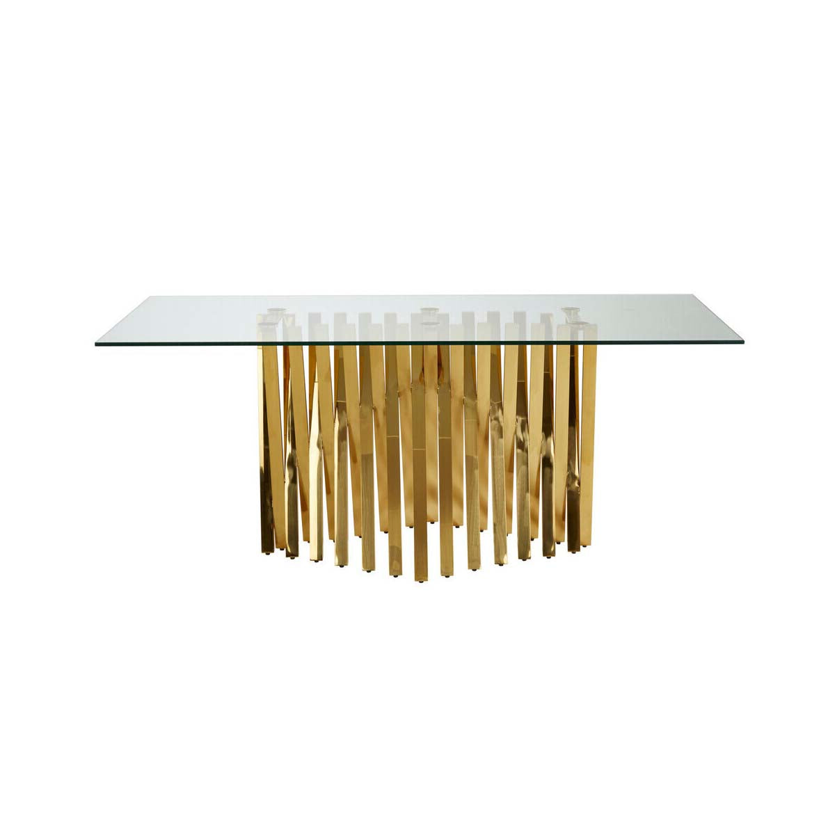 Arezzo Glass Top Dining Table With Gold Polished Frame