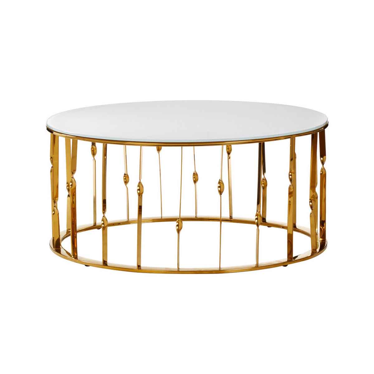 Arezzo Round Coffee Table With Gold Finish Frame