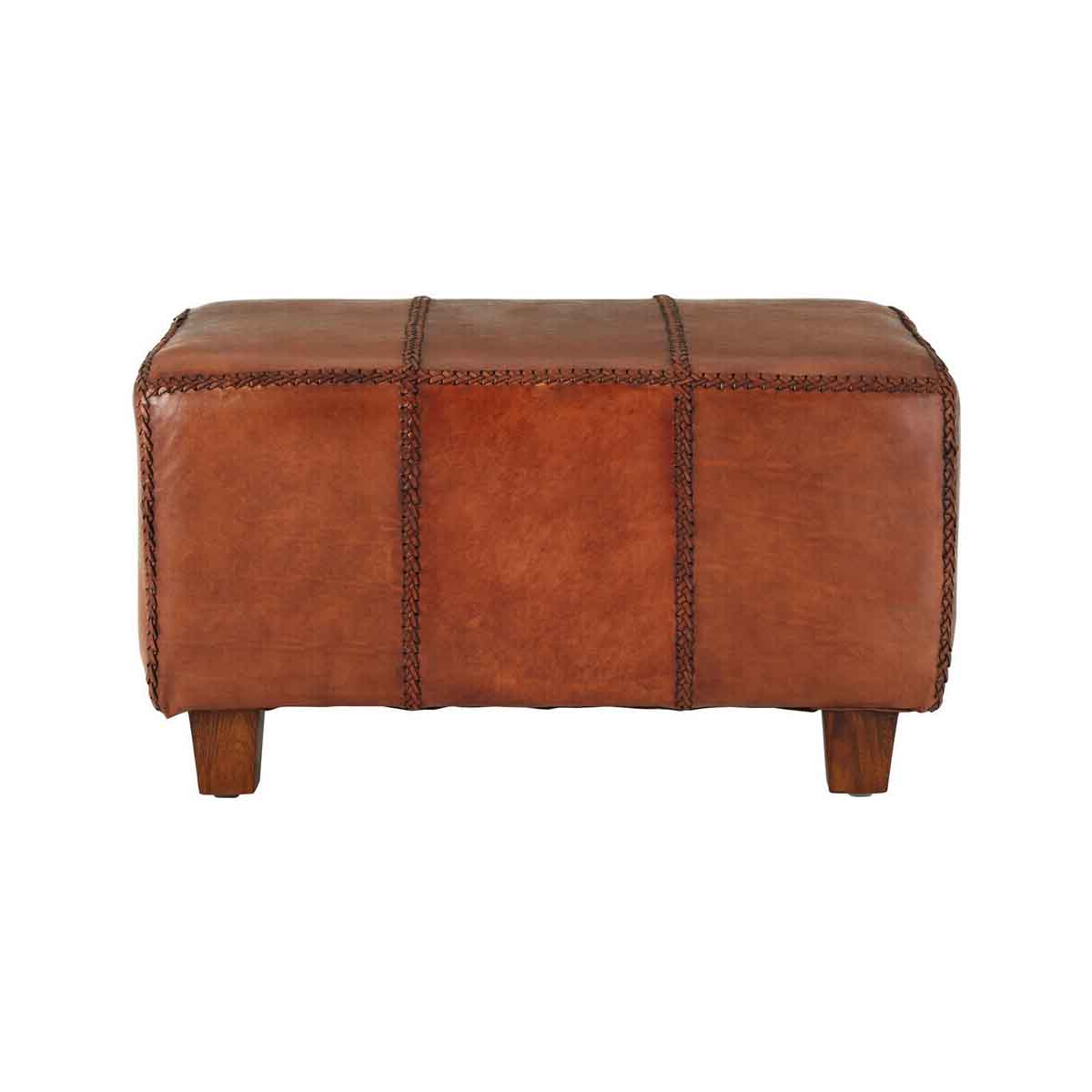 Inca Leather Bench With Teak Wood Legs