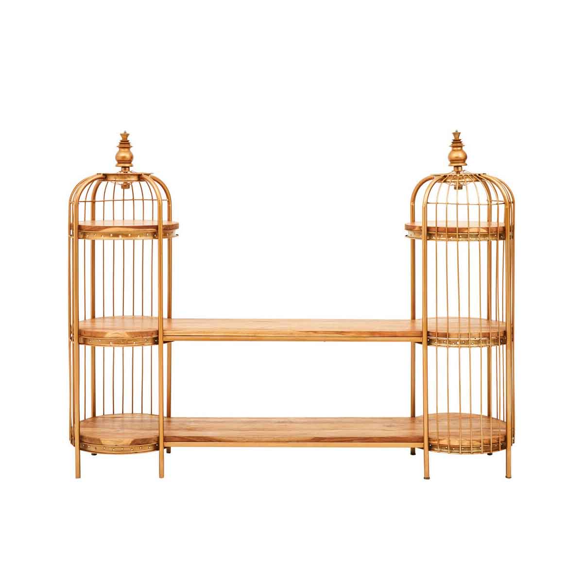 Mantis Long Gold Finish Birdcage Shelf Unit