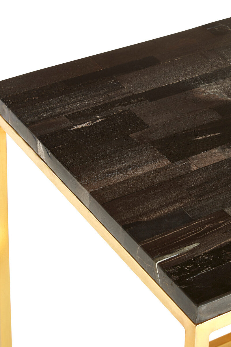 Relic Dark Petrified Wood Square Side Table