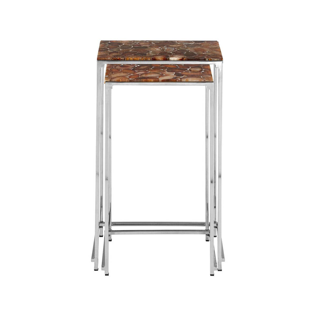 Relic Nest of 2 Side Tables With Agate Stone Top