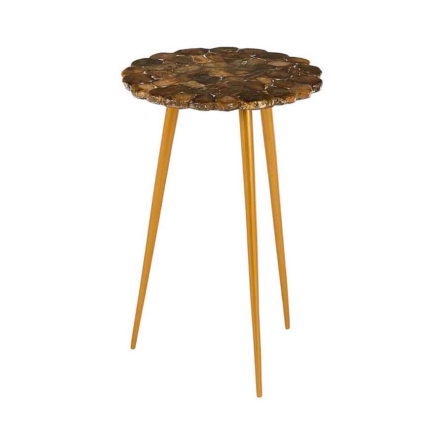 Relic Round Side Table with Agate Top