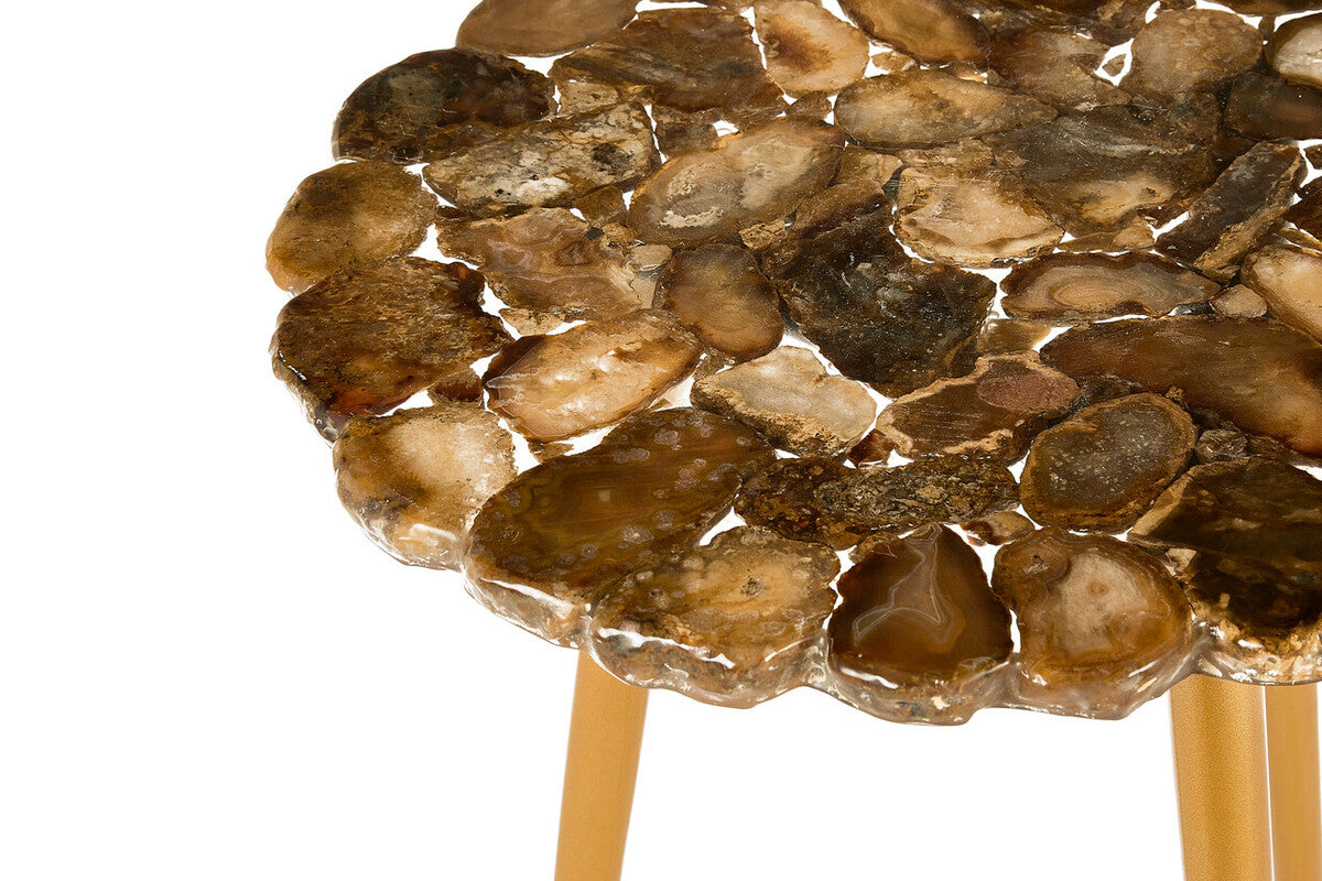 Relic Round Side Table with Agate Top