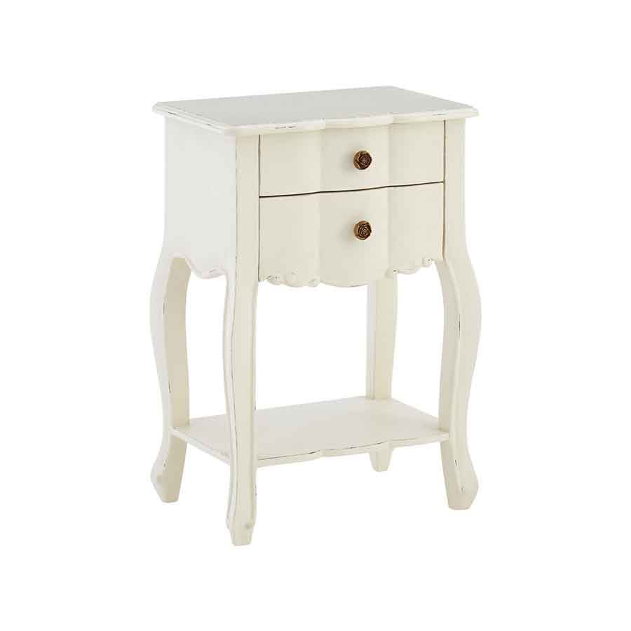 Loire 2 Drawer White Bedside Table