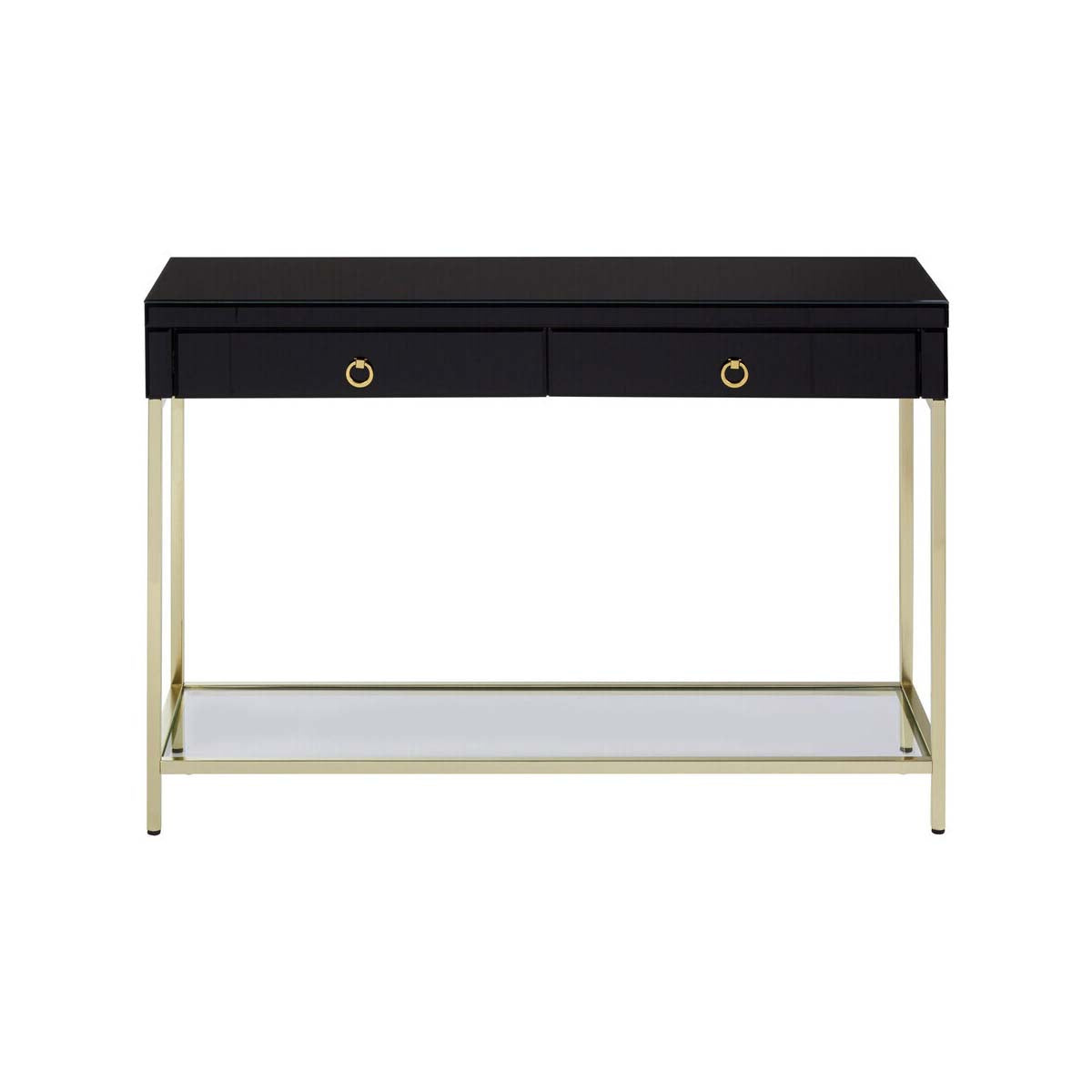 Kensington Townhouse Black Mirror Console Table with Gold Frame