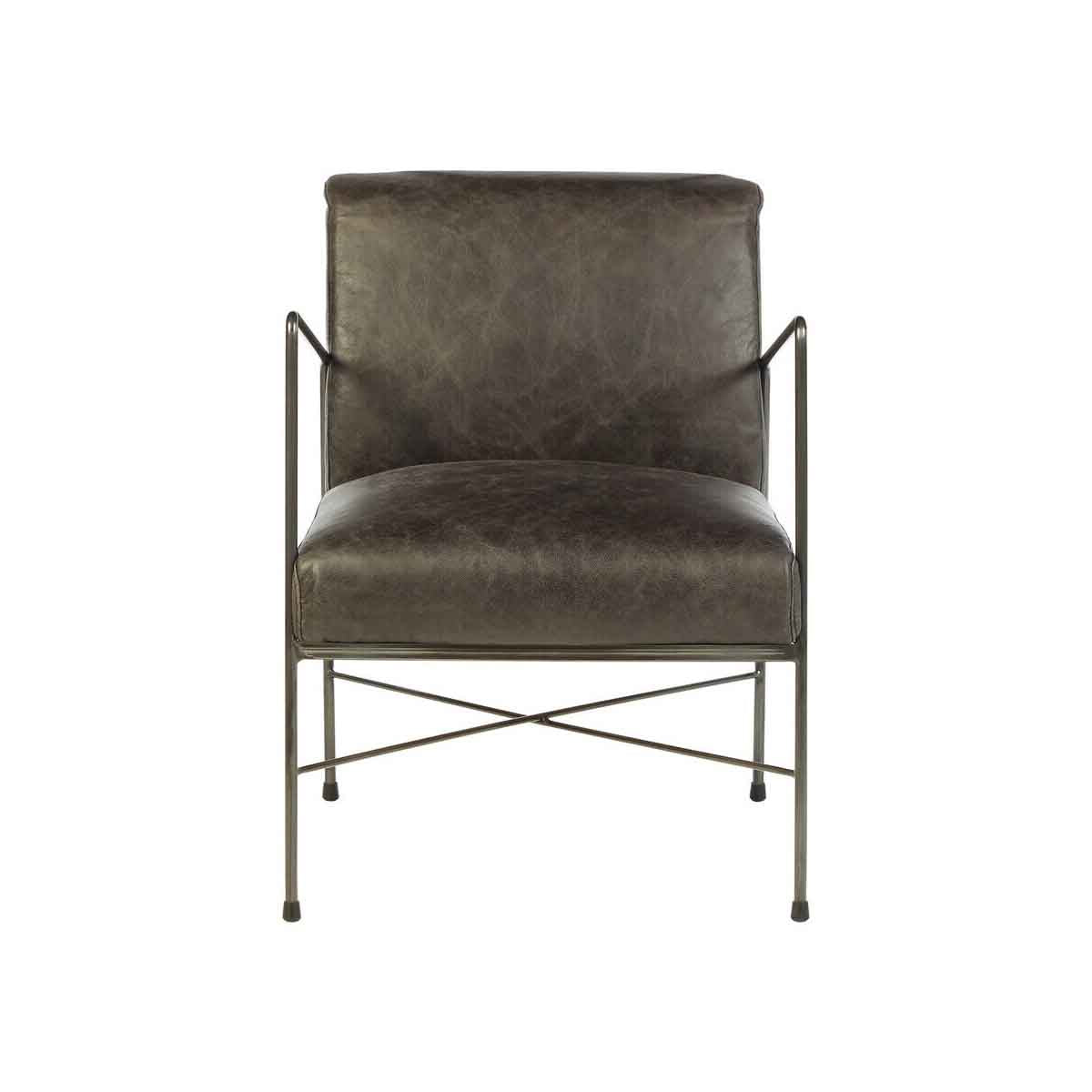Hoxton Grey Leather Lounge Chair