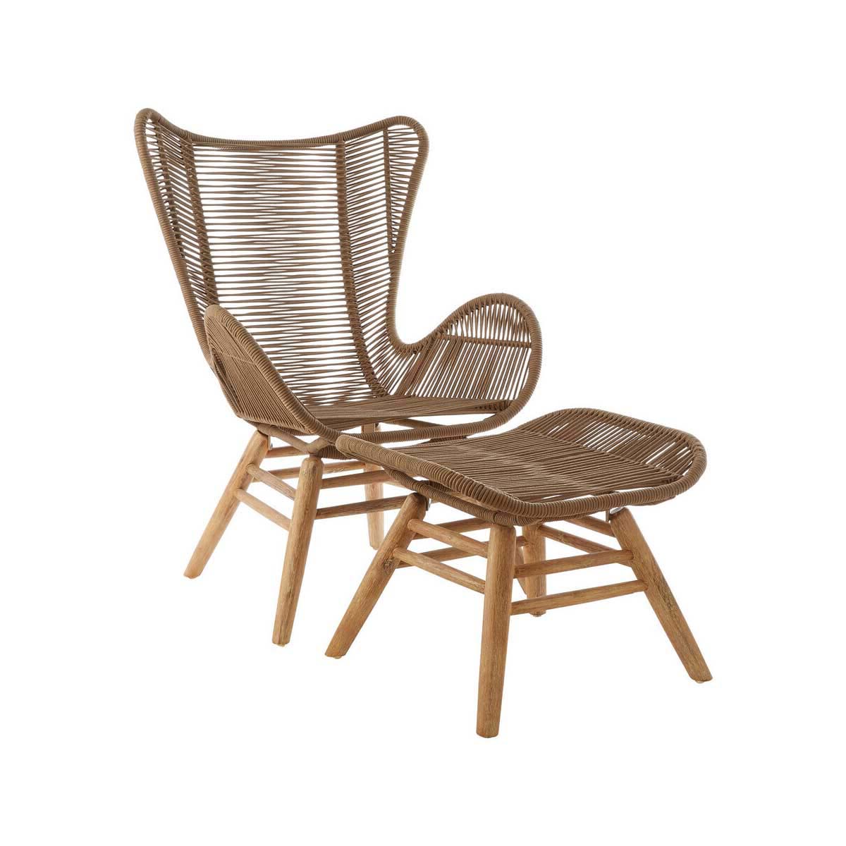 Sisal Latte Rope Lounge Chair And Footstool