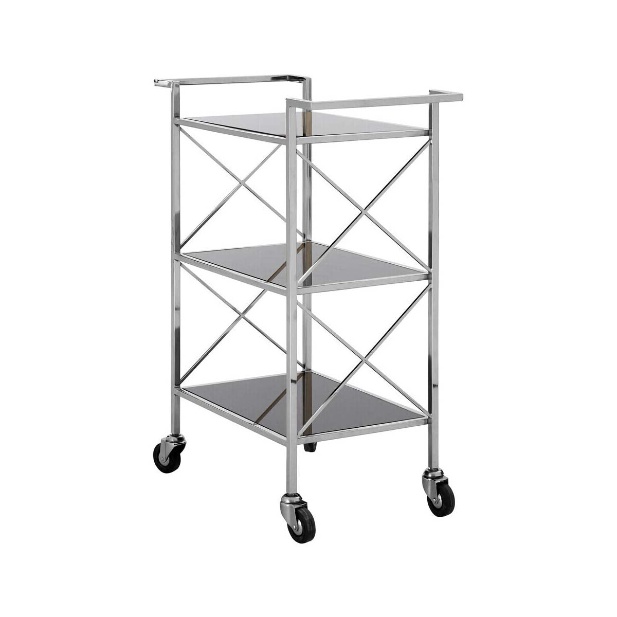Hoffmann Black Mirrored Glass 3 Tier Trolley.