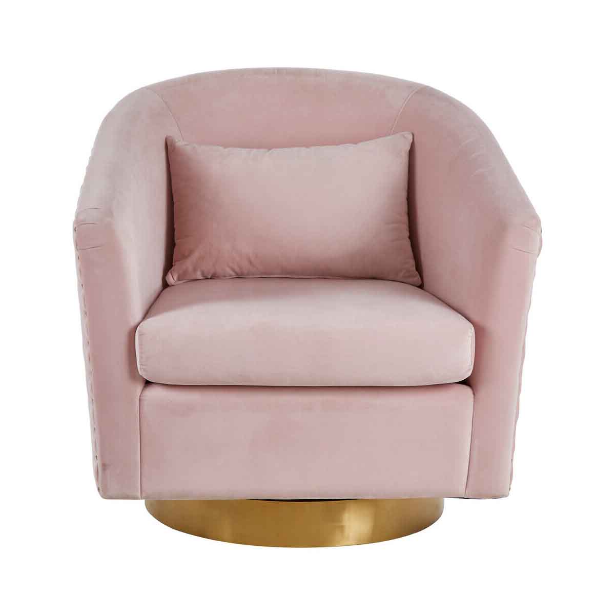 Plazoni Pink Velvet Chair with Gold Base