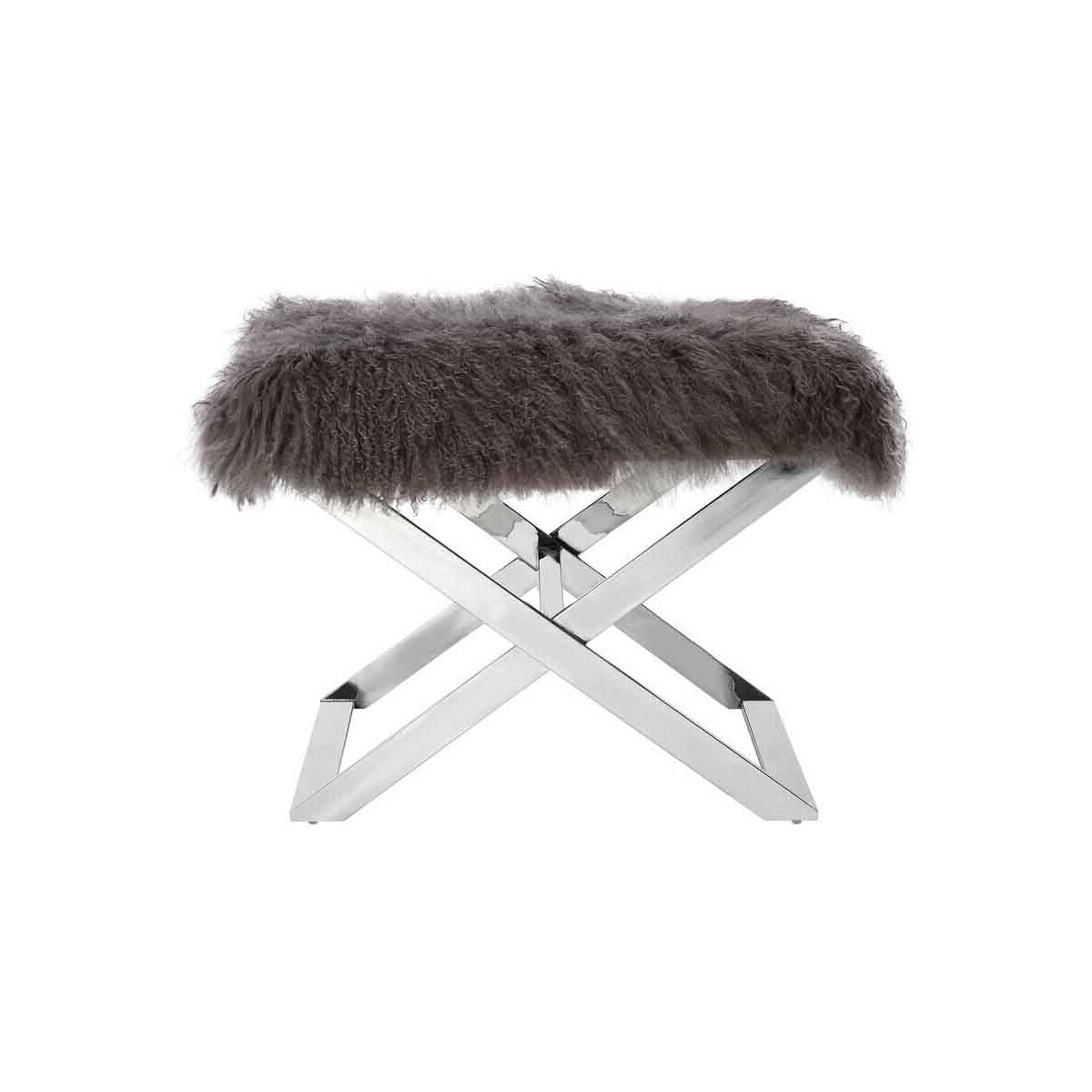 Anafi Grey Sheepskin Stool.