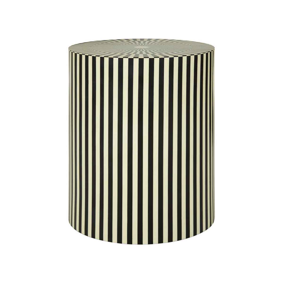 Hassa Ivory and Black Resin Table and Stool