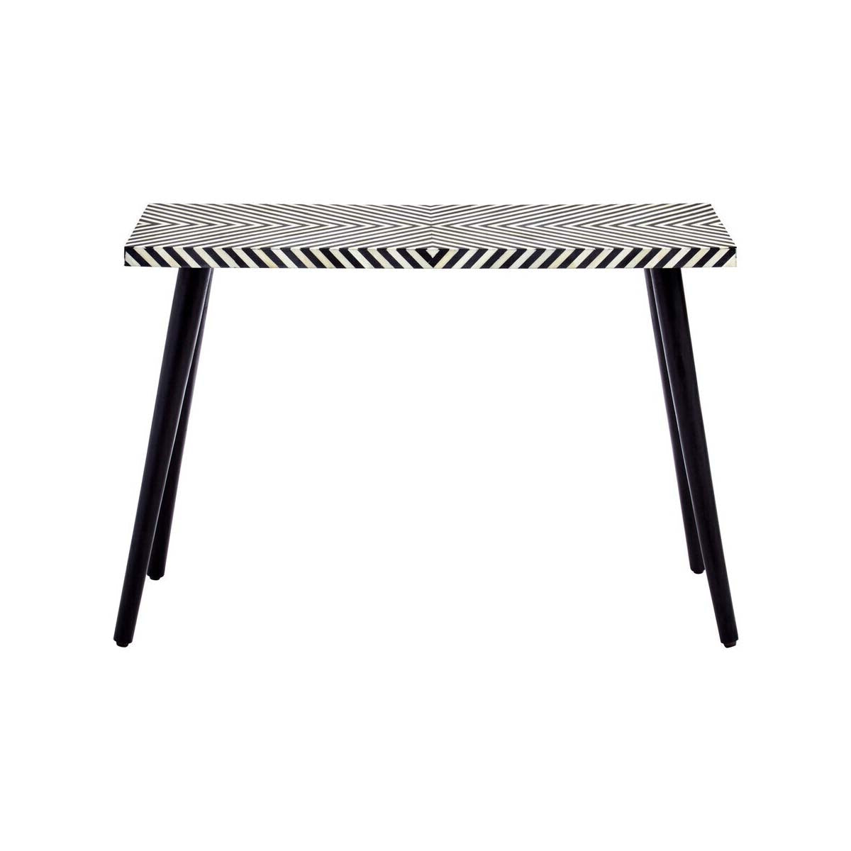 Boho Black and White Wooden Console Table