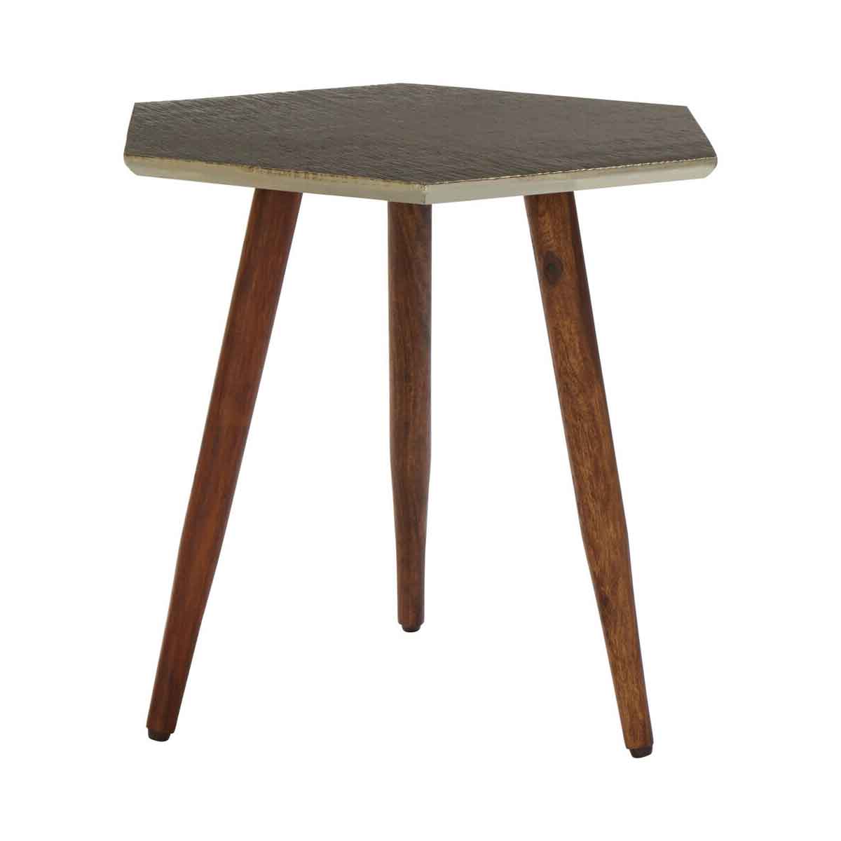 Boho Hexagonal Wooden Side Table