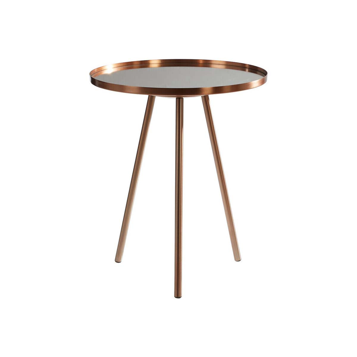 Corra Copper Finish Mirrored Glass Top Side Table