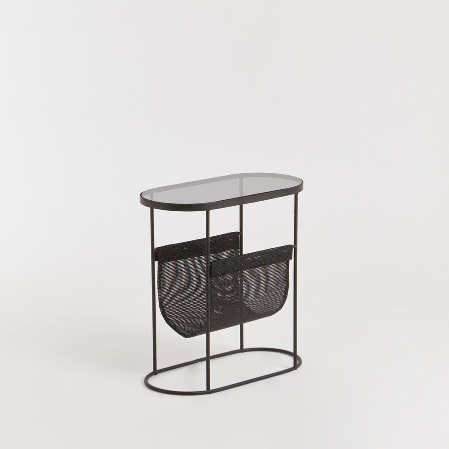 Trento Side Table With Grey Glass Top