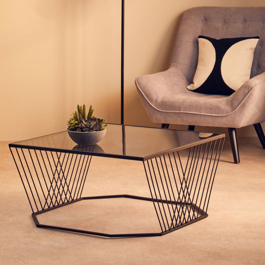 Trento Coffee Table With Grey Glass Top