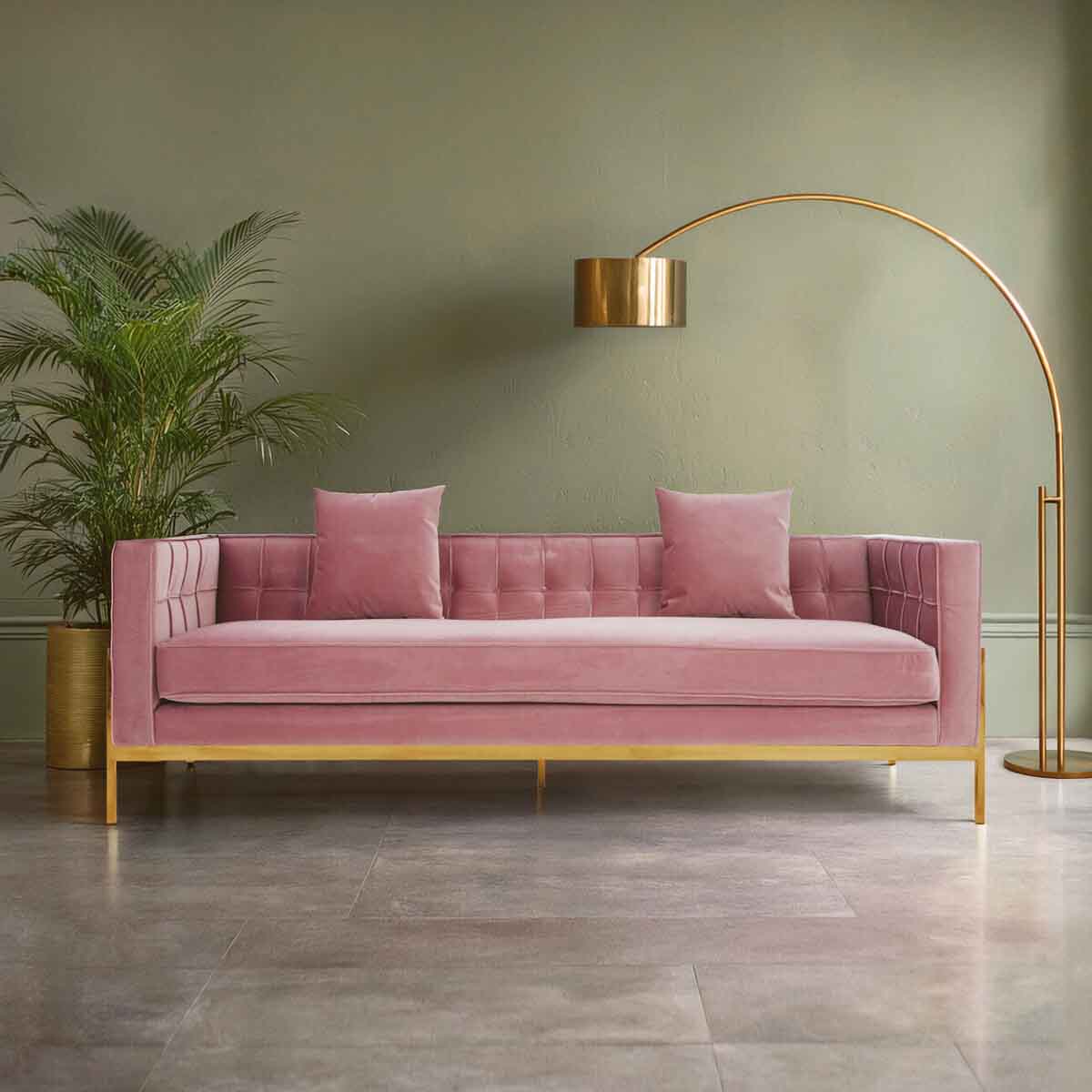 Rena 3 Seat Pink Sofa