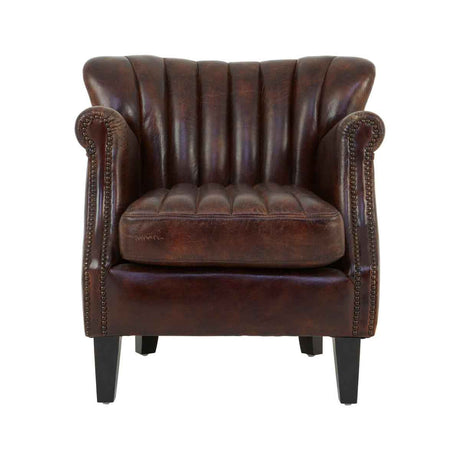 Victor Winged Brown Leather Armchair