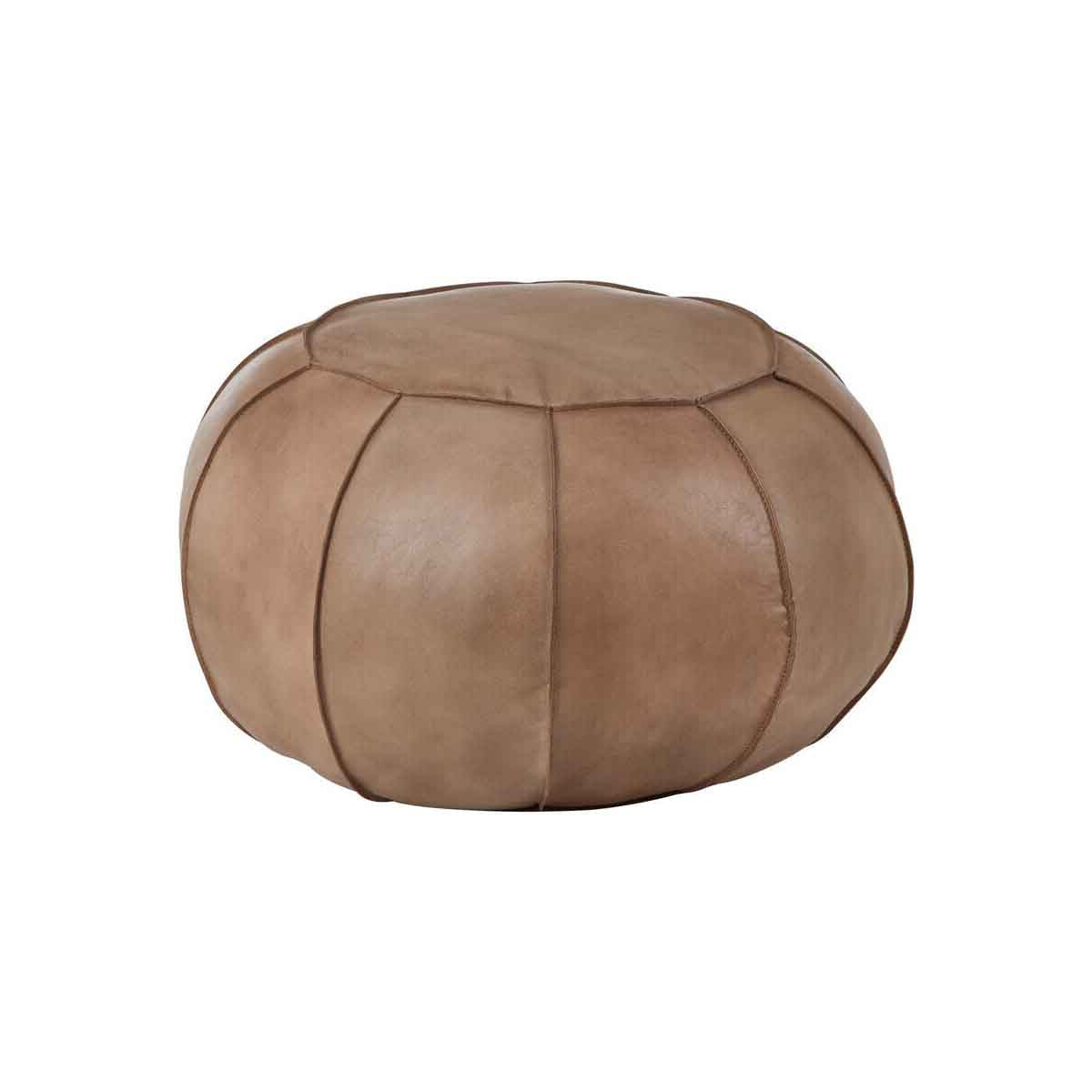 Buffalo Grey Leather Pouffe