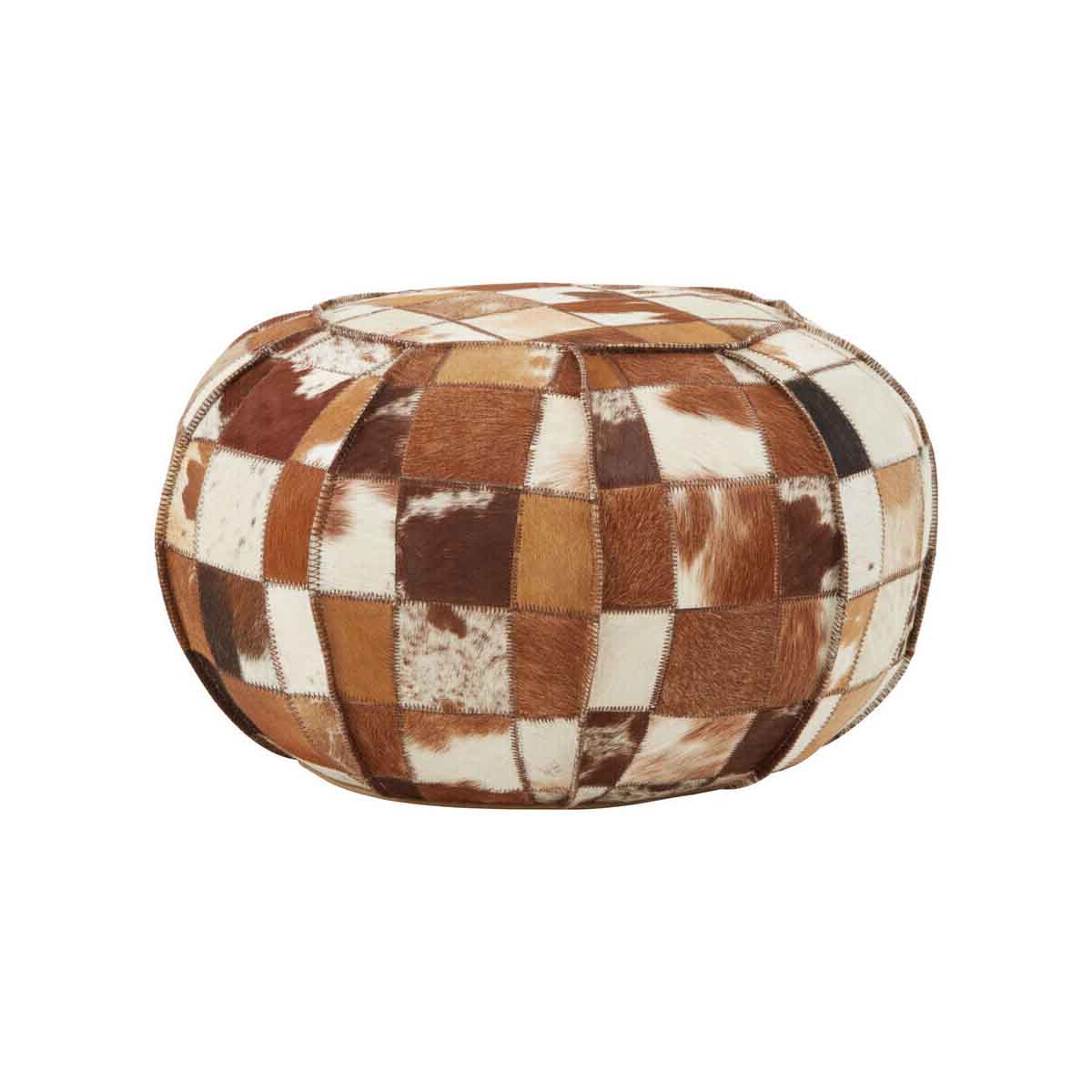 Buffalo Leather Patchwork Pouffe