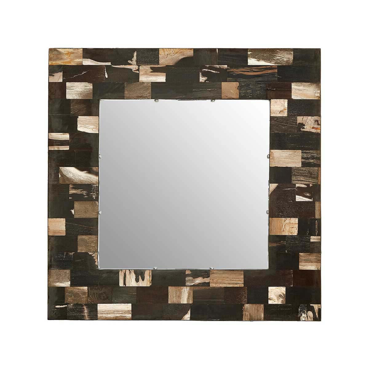 Relic Square Petrified Wood Wall Mirror