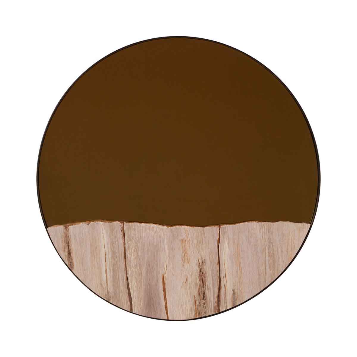 Relic Petrified Wood Tile Large Round Mirror