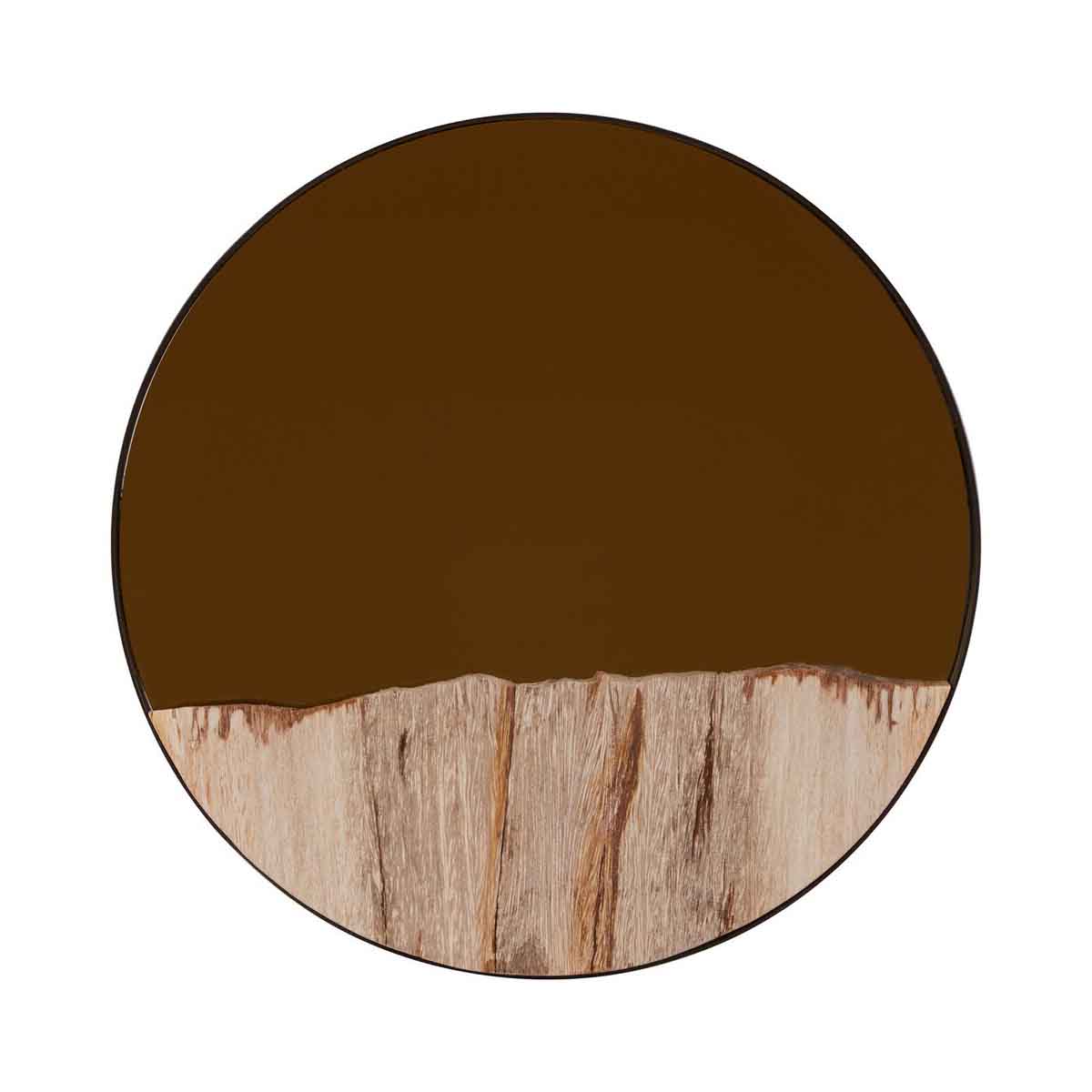 Relic Petrified Wood Tile Small Round Mirror