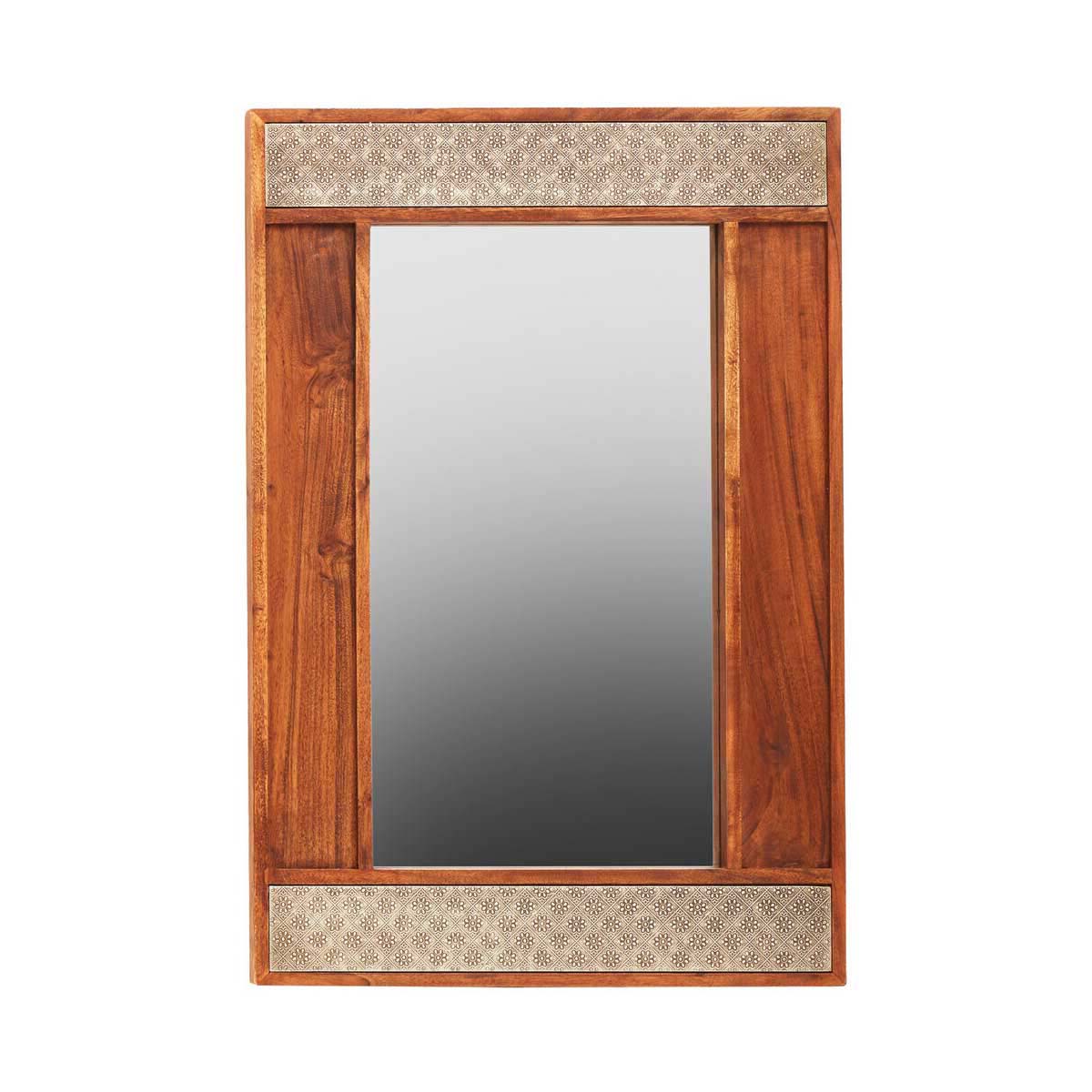 Boho Acacia Wood Wall Mirror